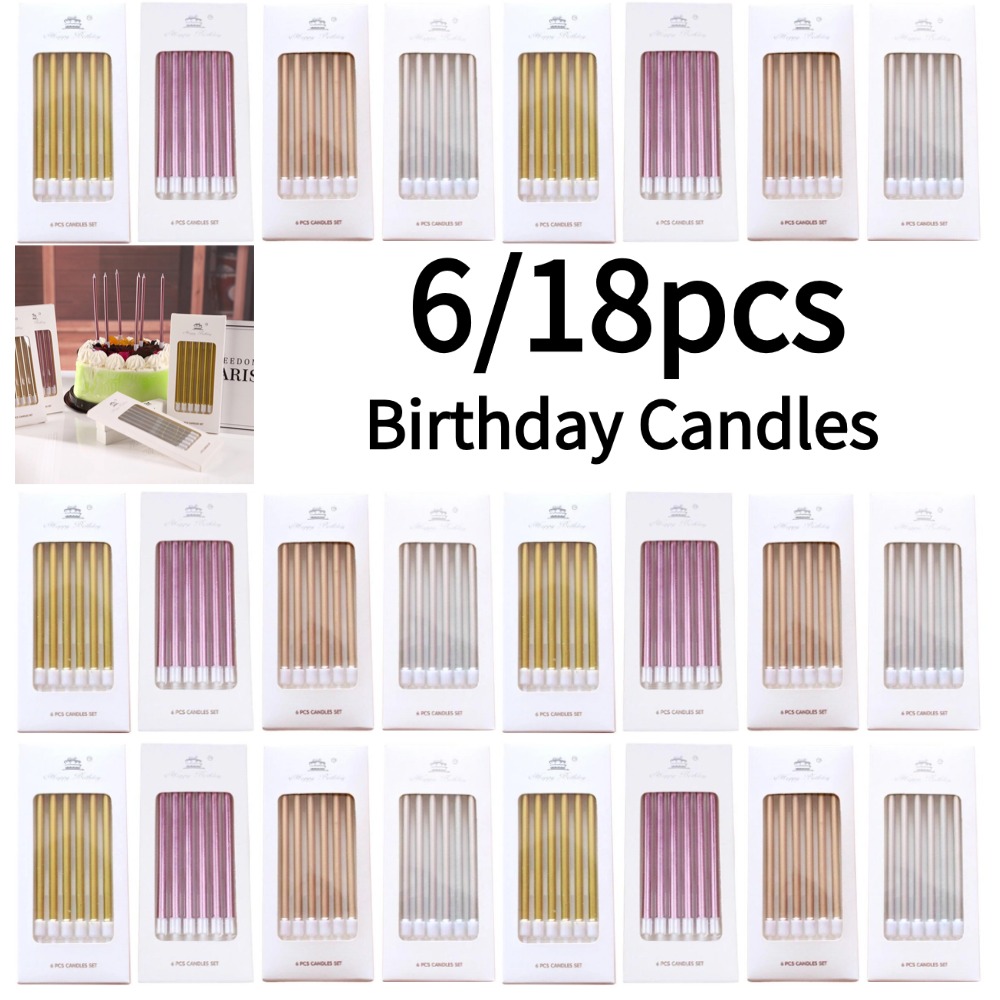 Silk Candle - 6/18 pçs metal ouro prata velas